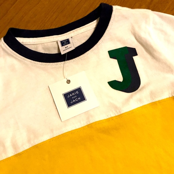 ⭐️2/$15- Janie and Jack Long sleeved Boys T-shirt, 12-18 month, Yellow, Gray - Picture 4 of 4
